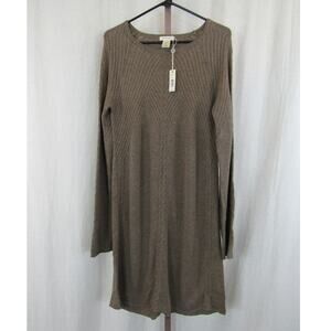 NWT Max Studio Large Brown Sweater Dress Long Sleeve Knit Knee Length Neutral